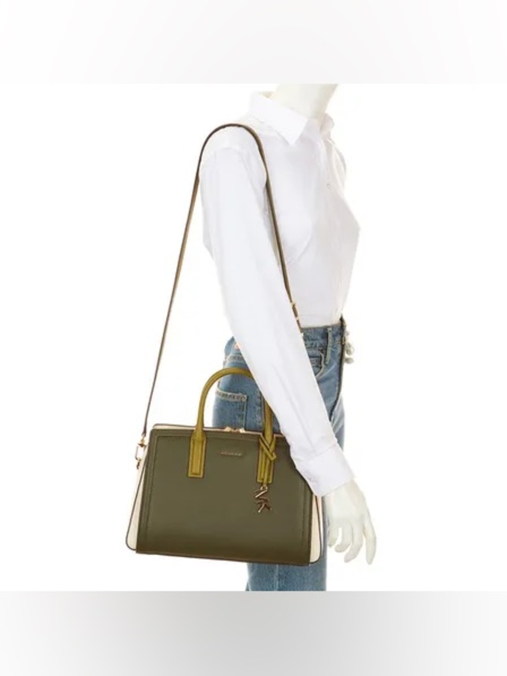 Michael Kors Laila Medium Color-Block Leather Satchel Handbag - Picture 3 of 10